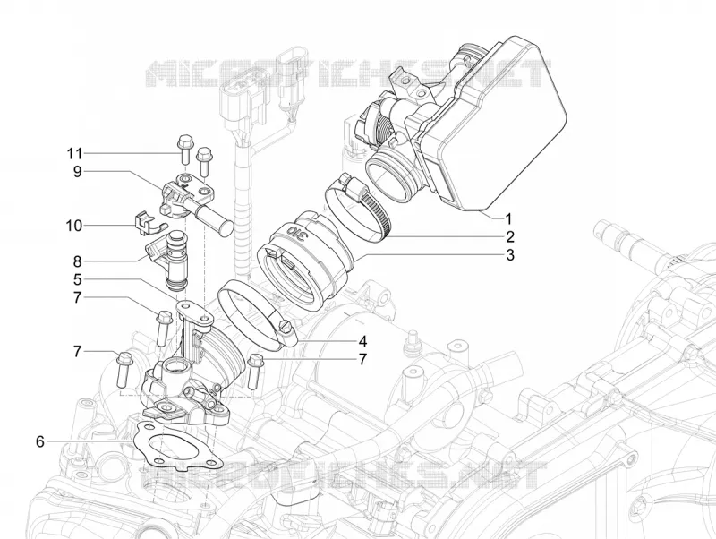 Boitier papillon - Injecteur - Pipe d'admission