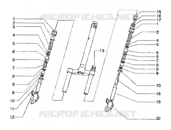 Front fork component parts (model 97-98-99)