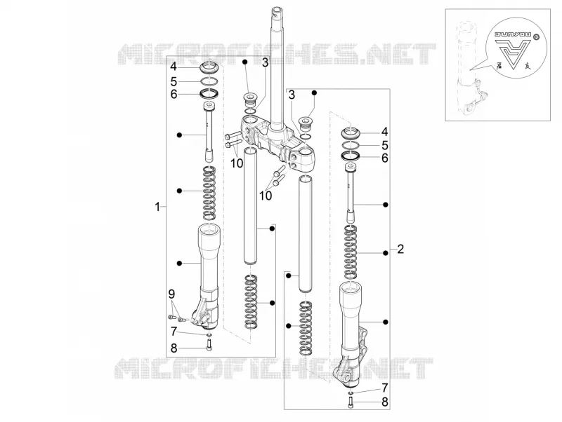 Composants de la fourche (Mingxing)