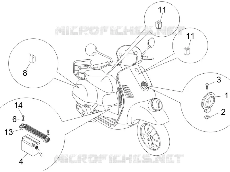 Relais - Batterie - Avertisseur sonore VESPA VESPA-SCOOTER 125 GTV 2006  GTV 4T E3