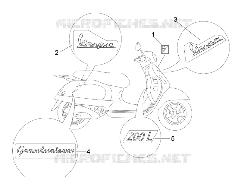 Monogrammes - Decorations VESPA VESPA-SCOOTER 200 GRANTURISMO 2005  Granturismo L