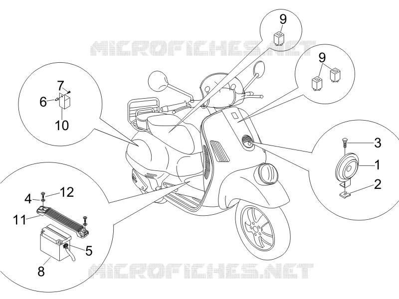 Relais - Batterie - Avertisseur sonore VESPA VESPA-SCOOTER 250 GT 2006  GT ie 60°