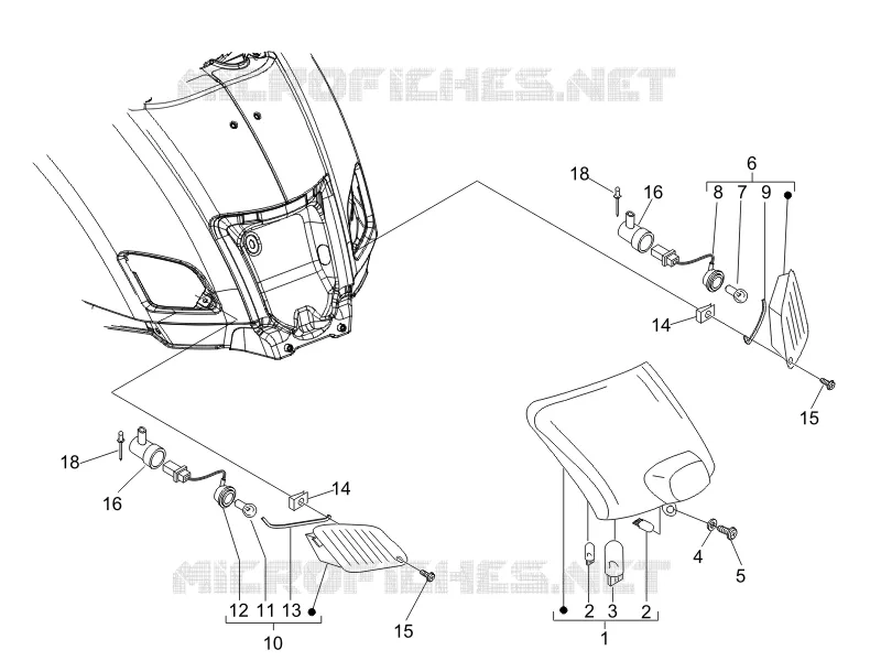 Eclairages arrière - Clignotants VESPA VESPA-SCOOTER 250 GT 2006  GT ie 60° E3