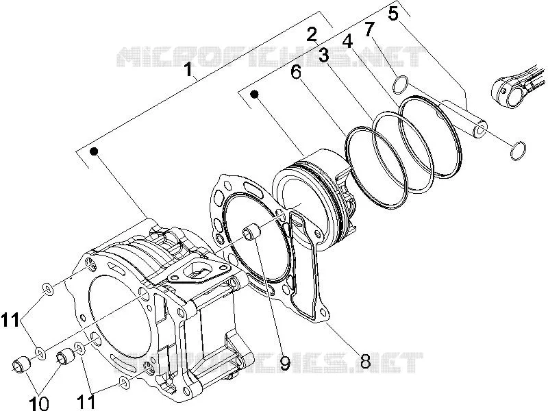 Groupe cylindre-piston-axe VESPA VESPA-SCOOTER 250 GT 2007  GT ie 60° E3