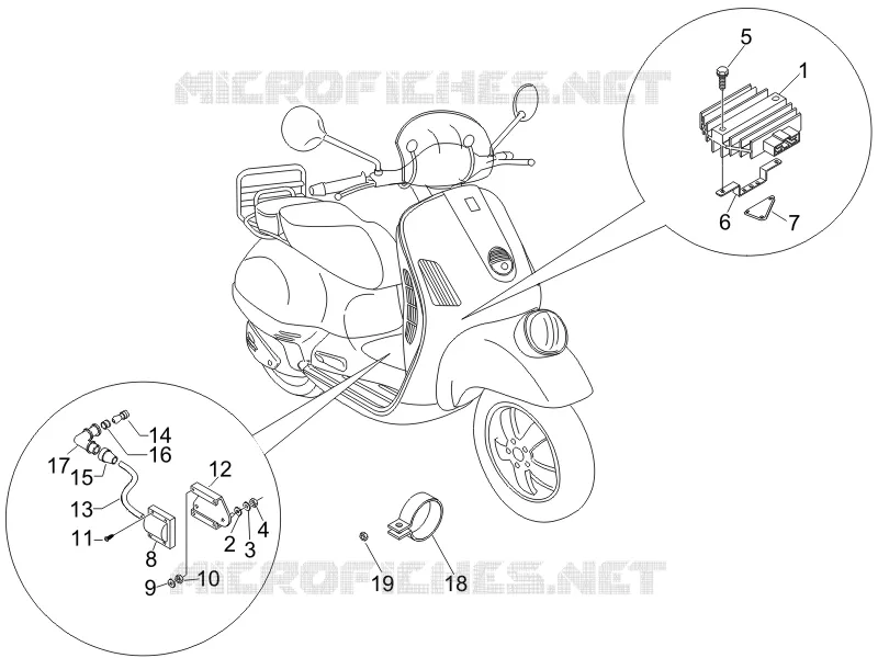 Régulateurs de tension - Centrales electroniques - Bobine H.T. VESPA VESPA-SCOOTER 250 GT 2007  GT ie 60° E3