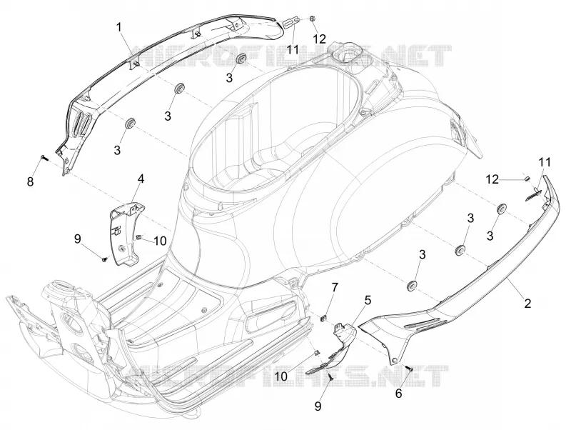 Couvertures laterales - Spoiler VESPA VESPA-SCOOTER 125 GTS 2014  GTS 4T 3V ie Super