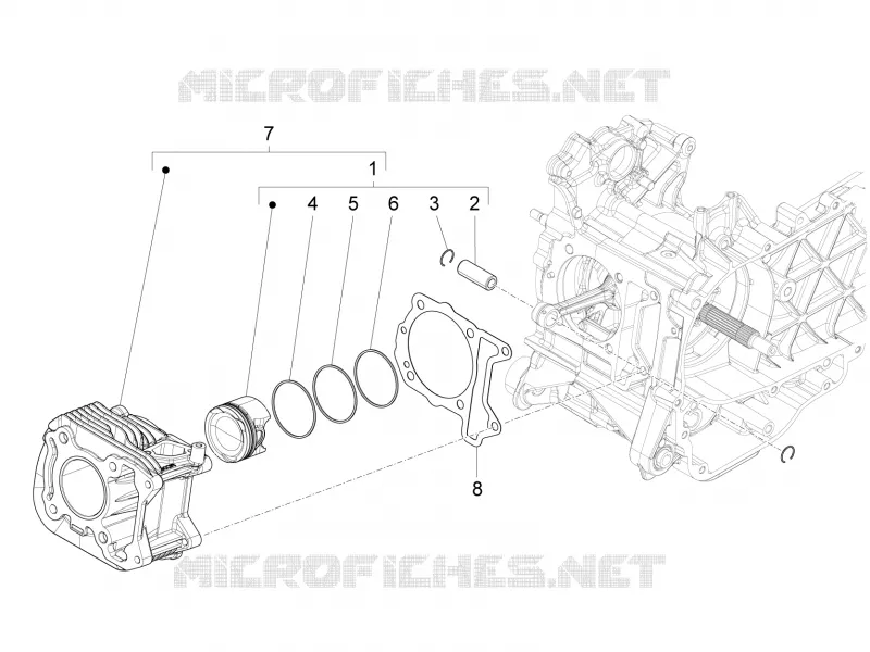 Groupe cylindre-piston-axe VESPA VESPA-SCOOTER 125 GTS 2017  GTS 4T 3V ie Super
