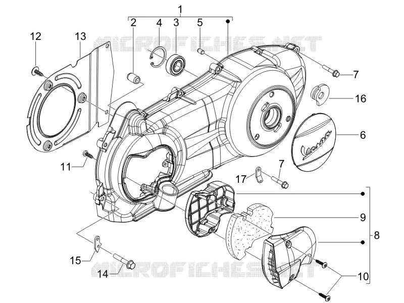 Couvercle carter - Refoidissement carter VESPA VESPA-SCOOTER 125 GTS 2010  GTS 4T E3