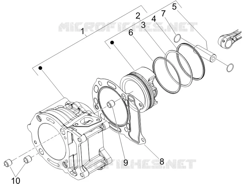 Groupe cylindre-piston-axe VESPA VESPA-SCOOTER 125 GTS 2011  GTS 4T E3