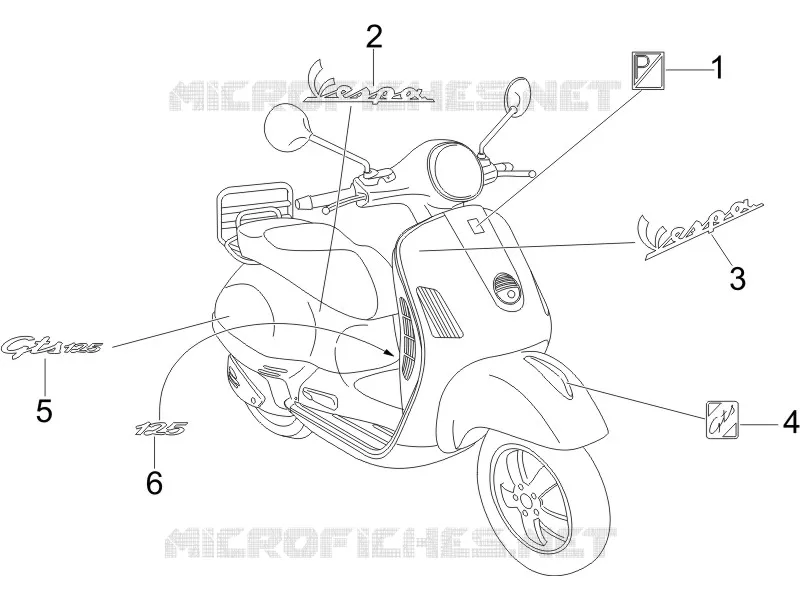Monogrammes - Decorations VESPA VESPA-SCOOTER 125 GTS 2009  GTS 4T E3