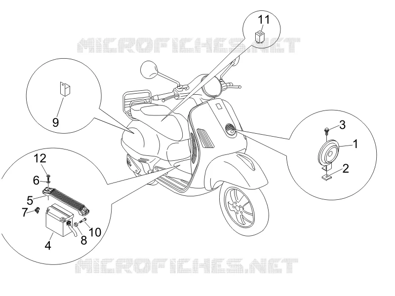 Relais - Batterie - Avertisseur sonore VESPA VESPA-SCOOTER 125 GTS 2009  GTS 4T E3