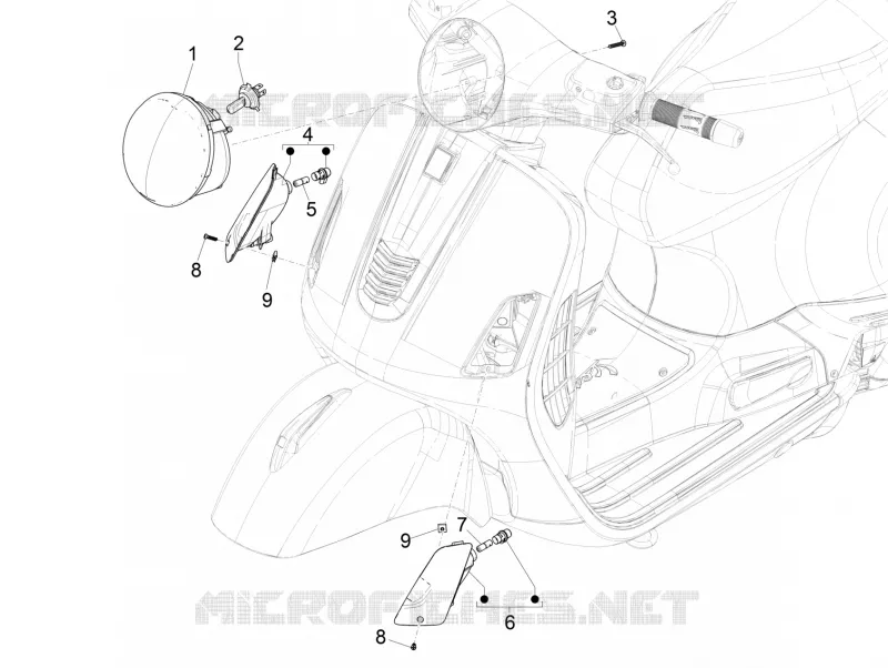 Eclairages avant - Clignotants VESPA VESPA-SCOOTER 125 GTS 2017  GTS 4T E4 ABS