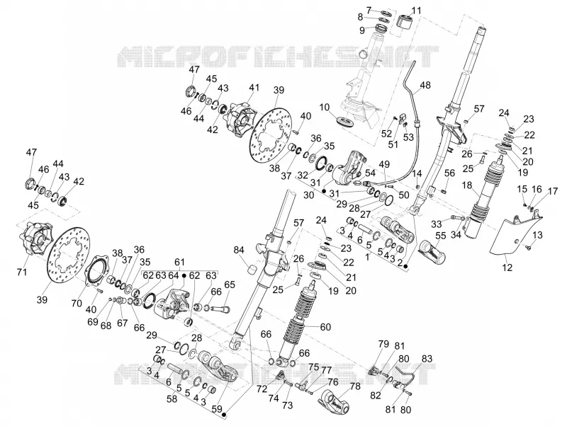 Fourche/tube direction - Ensemble butée dir. VESPA VESPA-SCOOTER 125 GTS 2013  GTS 4T ie Super E3