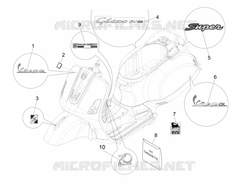 Monogrammes - Decorations VESPA VESPA-SCOOTER 150 GTS 2017  GTS Super ie 4T 3V