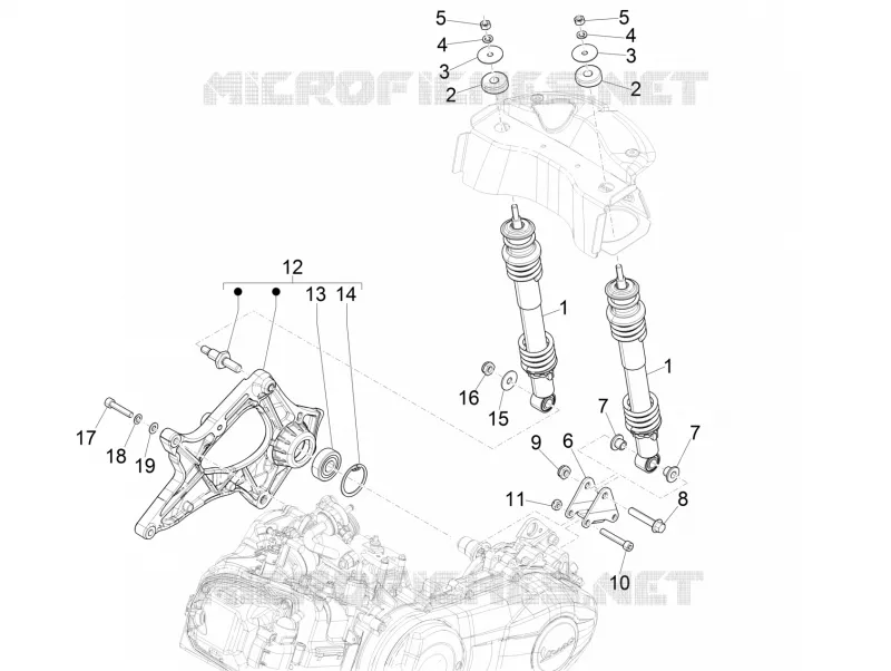 Suspension arrière - Amortisseur/s VESPA VESPA-SCOOTER 150 GTS 2014  GTS Super ie 4T 3V