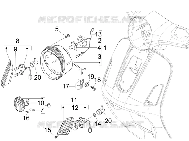 Eclairages avant - Clignotants VESPA VESPA-SCOOTER 250 GTS 2007  GTS ABS