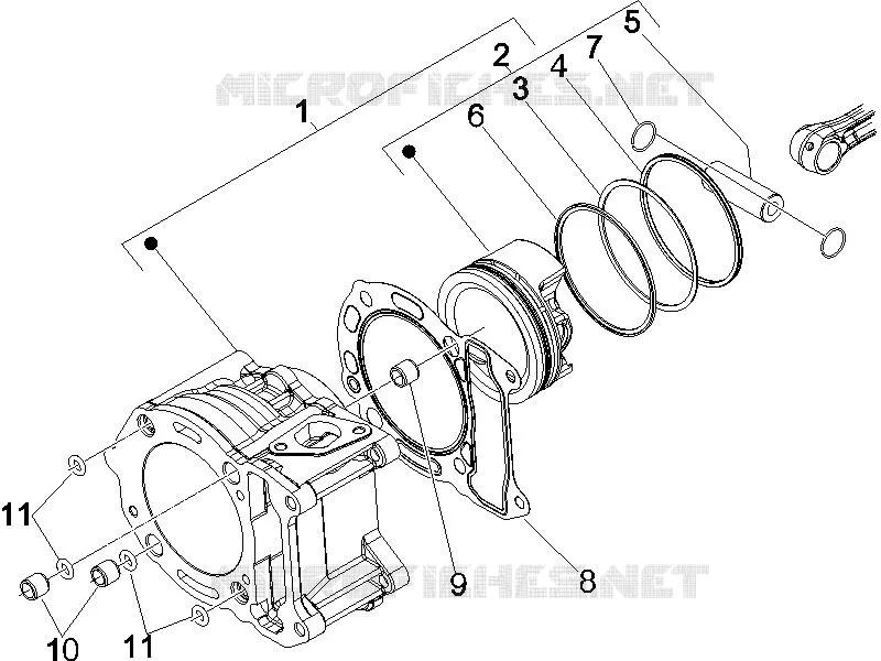 Groupe cylindre-piston-axe VESPA VESPA-SCOOTER 250 GTS 2006  GTS ABS