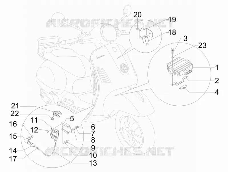 Régulateurs de tension - Centrales electroniques - Bobine H.T. VESPA VESPA-SCOOTER 250 GTS 2013  GTS ie