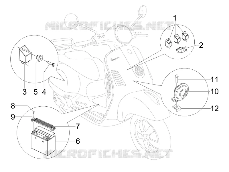 Relais - Batterie - Avertisseur sonore VESPA VESPA-SCOOTER 250 GTS 2013  GTS ie