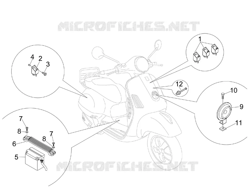 Relais - Batterie - Avertisseur sonore VESPA VESPA-SCOOTER 250 GTS 2008  GTS ie Super