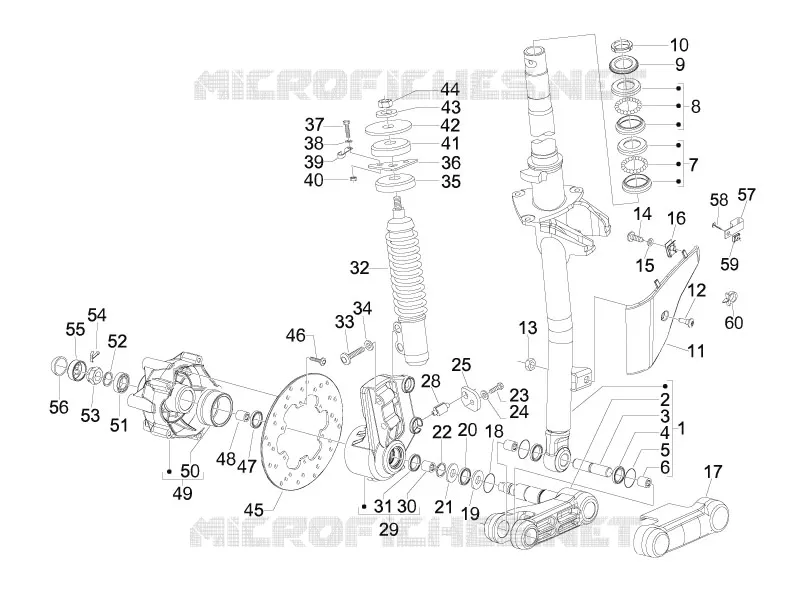 Fourche/tube direction - Ensemble butée dir. VESPA VESPA-SCOOTER 300 GTS 2009  GTS ie