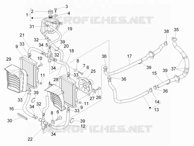 Instalation de refoidissement VESPA VESPA-SCOOTER 300 GTS 2016  GTS ie