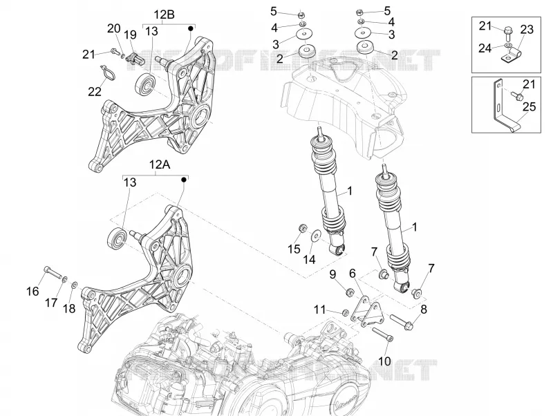 Suspension arrière - Amortisseur/s VESPA VESPA-SCOOTER 300 GTS 2014  GTS ie