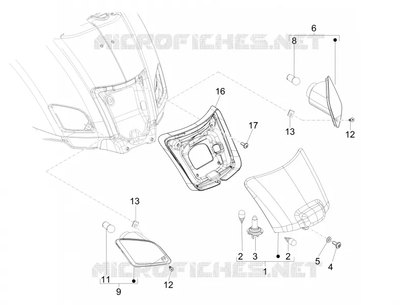 Eclairages arrière - Clignotants VESPA VESPA-SCOOTER 300 GTS 2015  GTS ie ABS