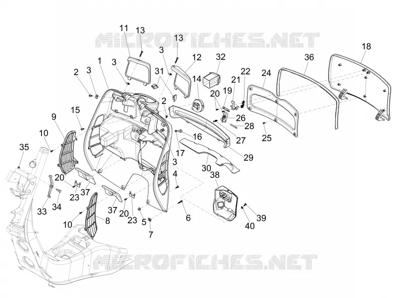 Coffre avant - Contre-tablier VESPA VESPA-SCOOTER 300 GTS 2014  GTS ie ABS Super
