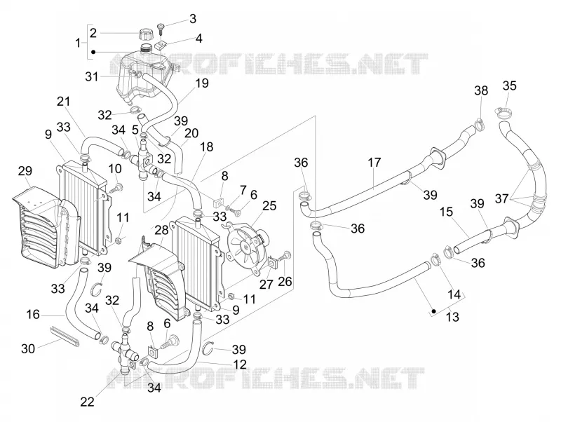 Instalation de refoidissement VESPA VESPA-SCOOTER 300 GTS 2015  GTS ie ABS Super