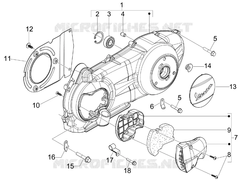 Couvercle carter - Refoidissement carter VESPA VESPA-SCOOTER 300 GTS 2016  GTS ie Super