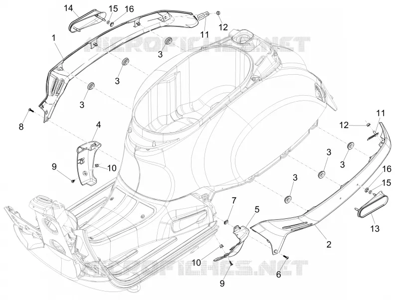 Couvertures laterales - Spoiler VESPA VESPA-SCOOTER 300 GTS 2013  GTS ie Super