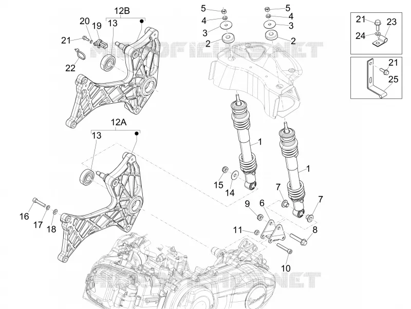 Suspension arrière - Amortisseur/s VESPA VESPA-SCOOTER 300 GTS 2013  GTS ie Super