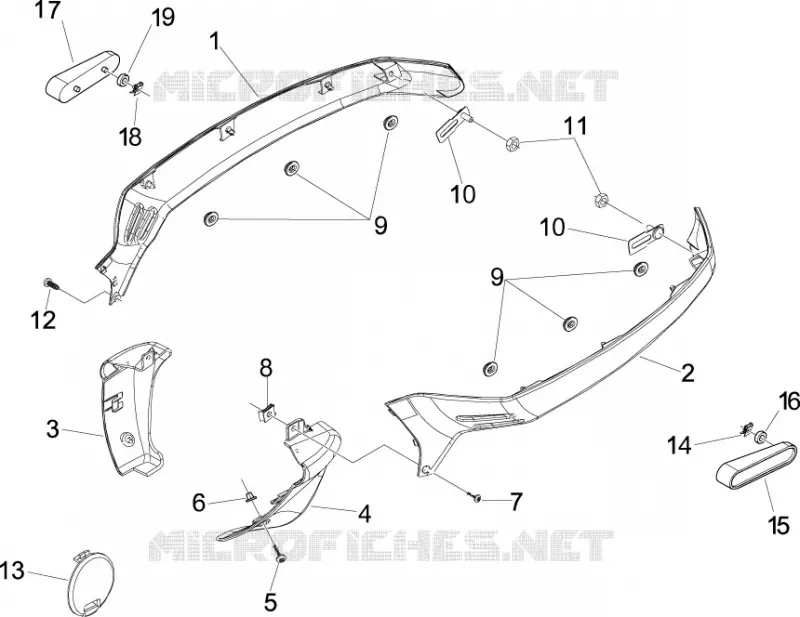 Couvertures laterales - Spoiler VESPA VESPA-SCOOTER 300 GTS 2009  GTS ie Super