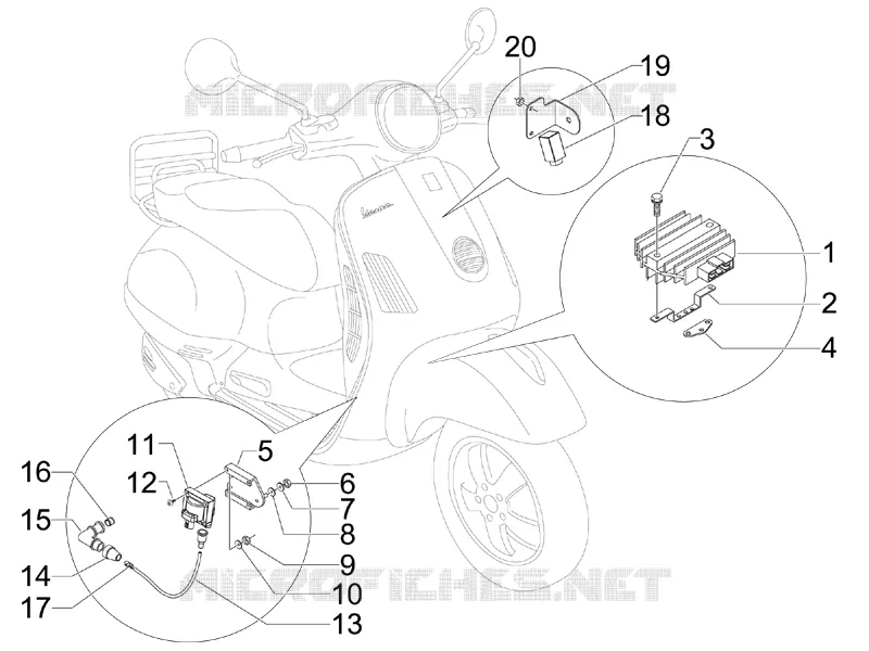 Régulateurs de tension - Centrales electroniques - Bobine H.T. VESPA VESPA-SCOOTER 300 GTS 2011  GTS ie Super