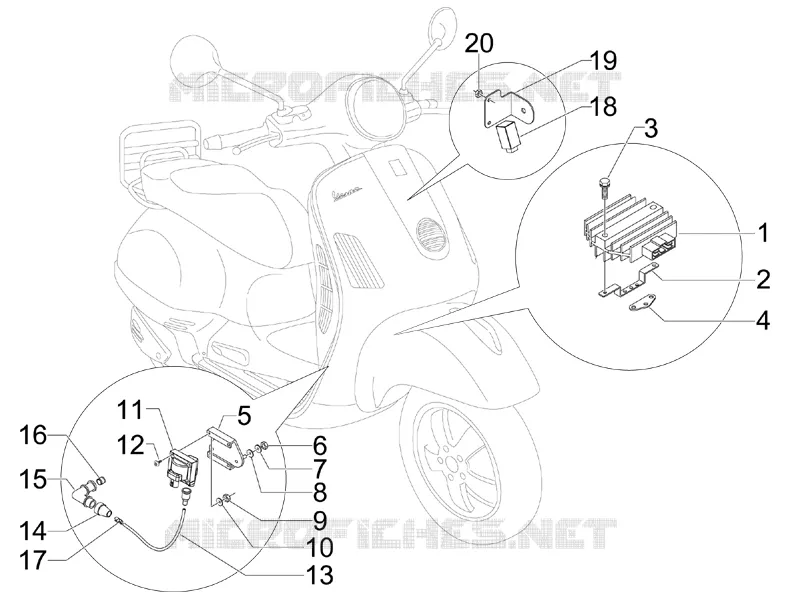 Régulateurs de tension - Centrales electroniques - Bobine H.T. VESPA VESPA-SCOOTER 300 GTS 2010  GTS ie Super Sport