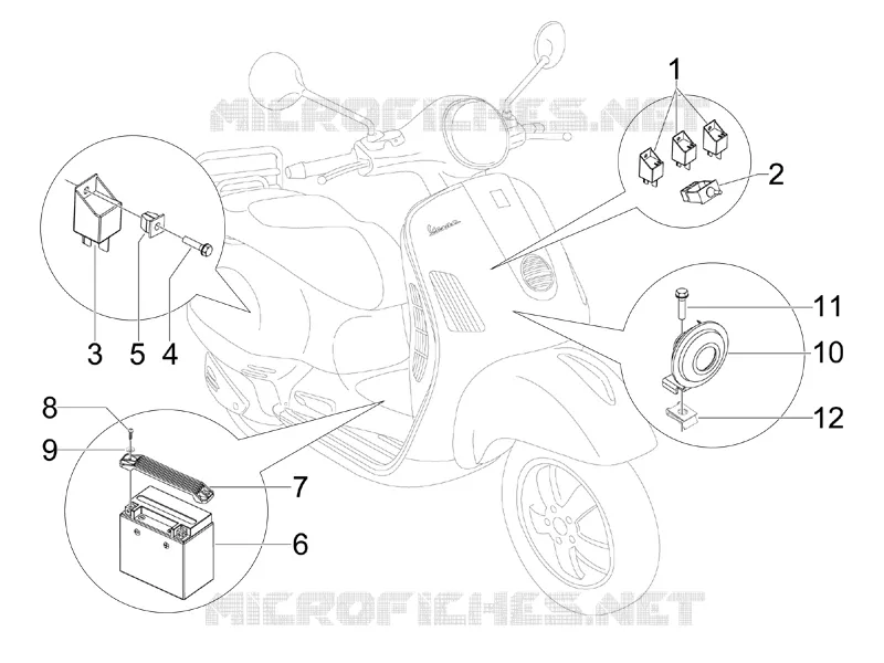 Relais - Batterie - Avertisseur sonore VESPA VESPA-SCOOTER 300 GTS 2011  GTS ie Touring