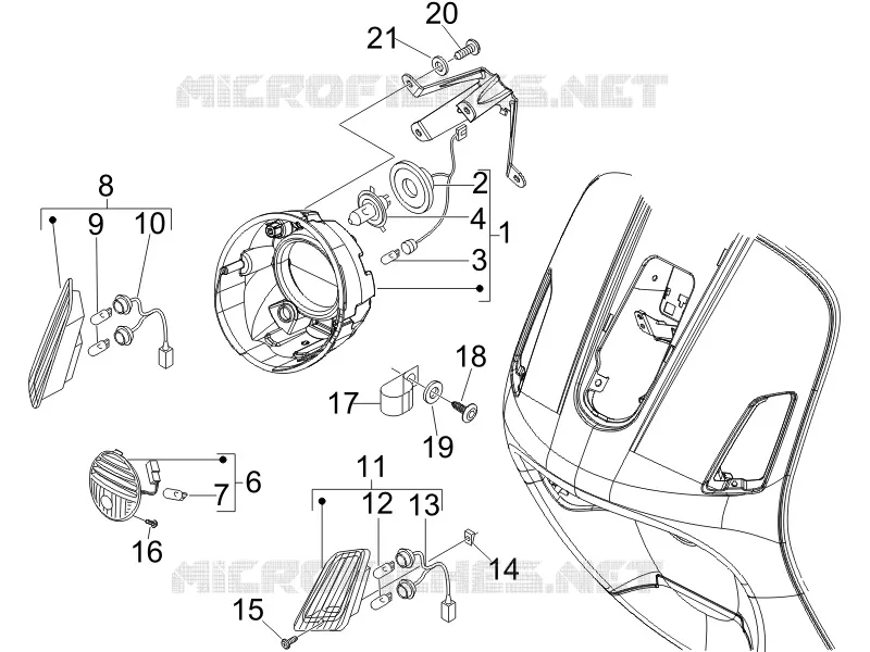 Eclairages avant - Clignotants VESPA VESPA-SCOOTER 250 GTV 2007  GTV ie