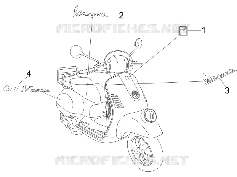 Monogrammes - Decorations VESPA VESPA-SCOOTER 250 GTV 2009  GTV ie