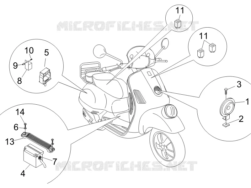 Relais - Batterie - Avertisseur sonore VESPA VESPA-SCOOTER 250 GTV 2008  GTV ie