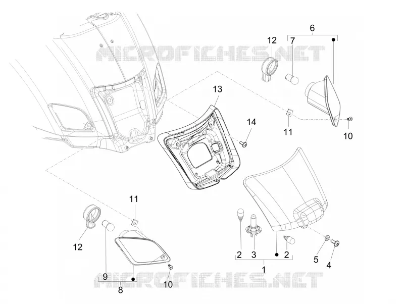 Eclairages arrière - Clignotants VESPA VESPA-SCOOTER 300 GTV 2012  GTV 4T 4V ie Touring