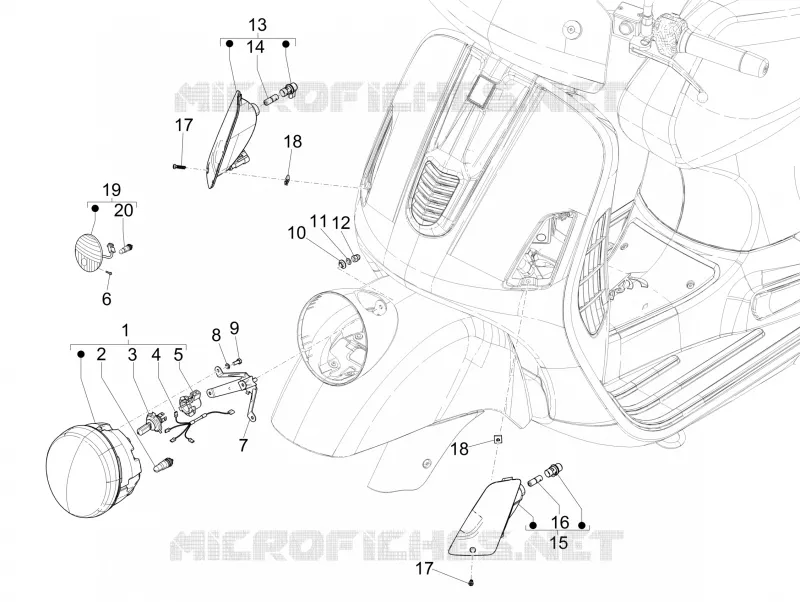 Eclairages avant - Clignotants VESPA VESPA-SCOOTER 300 GTV 2011  GTV 4T 4V ie Touring