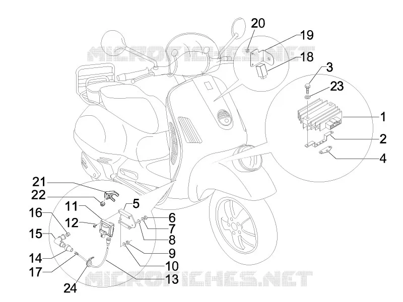 Régulateurs de tension - Centrales electroniques - Bobine H.T. VESPA VESPA-SCOOTER 300 GTV 2010  GTV 4T 4V ie Touring