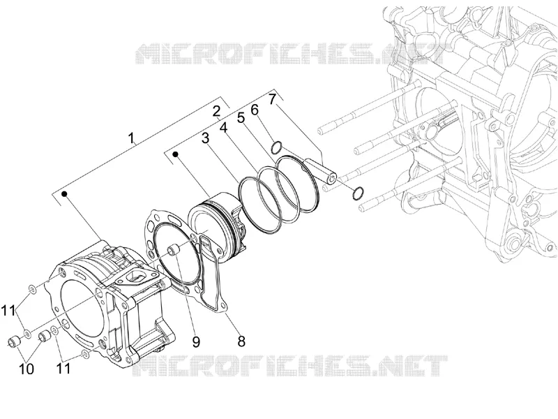 Groupe cylindre-piston-axe VESPA VESPA-SCOOTER 300 GTV 2010  GTV 4T 4V ie