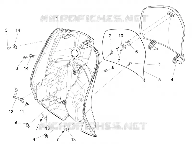 Coffre avant - Contre-tablier VESPA VESPA-SCOOTER 125 LX 2013  LX 4T 3V ie