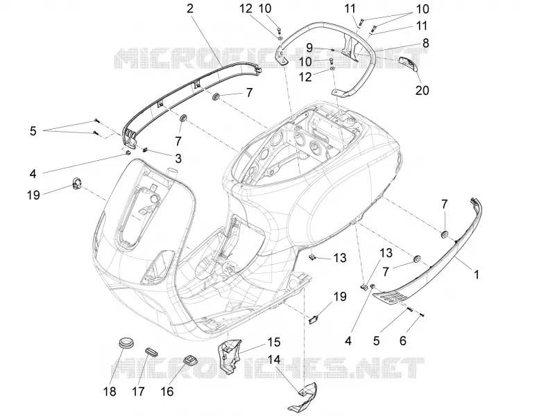 Couvertures laterales - Spoiler VESPA VESPA-SCOOTER 125 LX 2013  LX 4T 3V ie