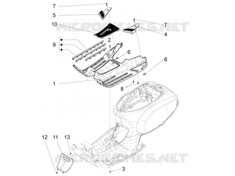 Protection centrale - Repose-pieds VESPA VESPA-SCOOTER 125 LX 2012  LX 4T 3V ie