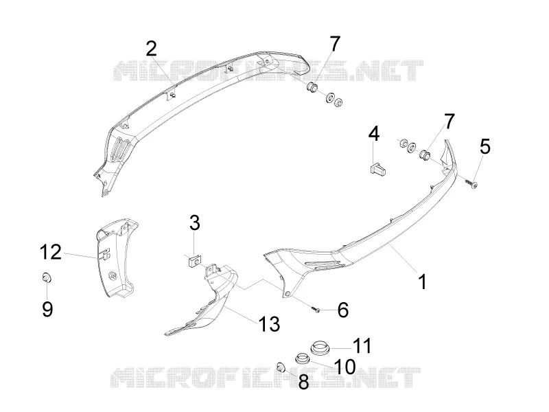 Couvertures laterales - Spoiler VESPA VESPA-SCOOTER 125 LX 2010  LX 4T ie E3 Touring