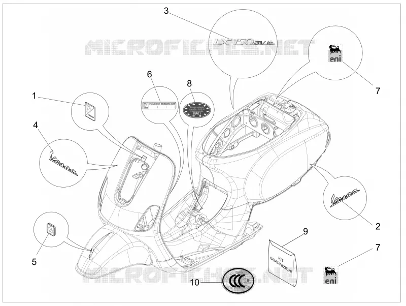 Monogrammes - Decorations VESPA VESPA-SCOOTER 150 LX 2012  LX 4T 2V ie E3