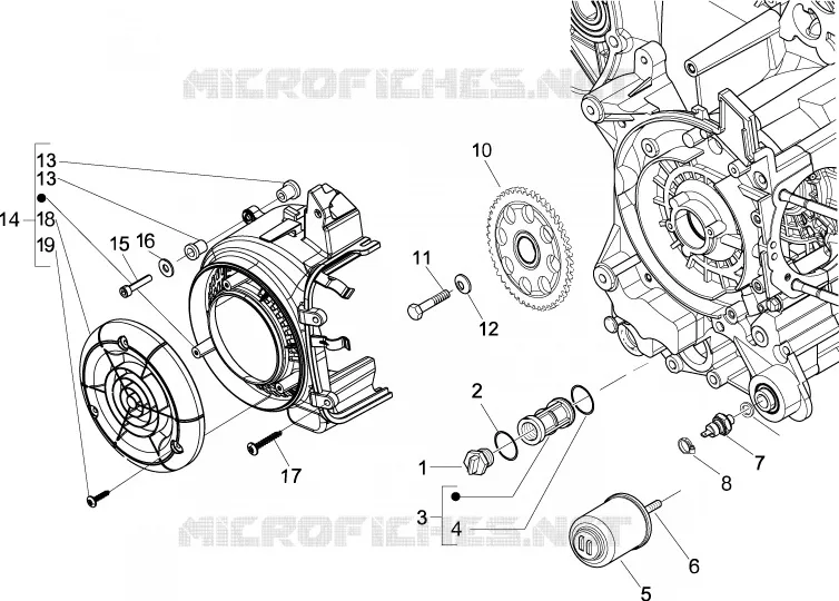 Couvercle volant magnetique - Filtre à huile VESPA VESPA-SCOOTER 150 LX 2009  LX 4T ie E3